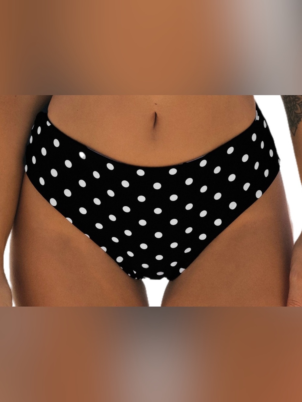 Cupshe Reversible Black and White Striped and Dot Bikini Bottoms NWT Size M